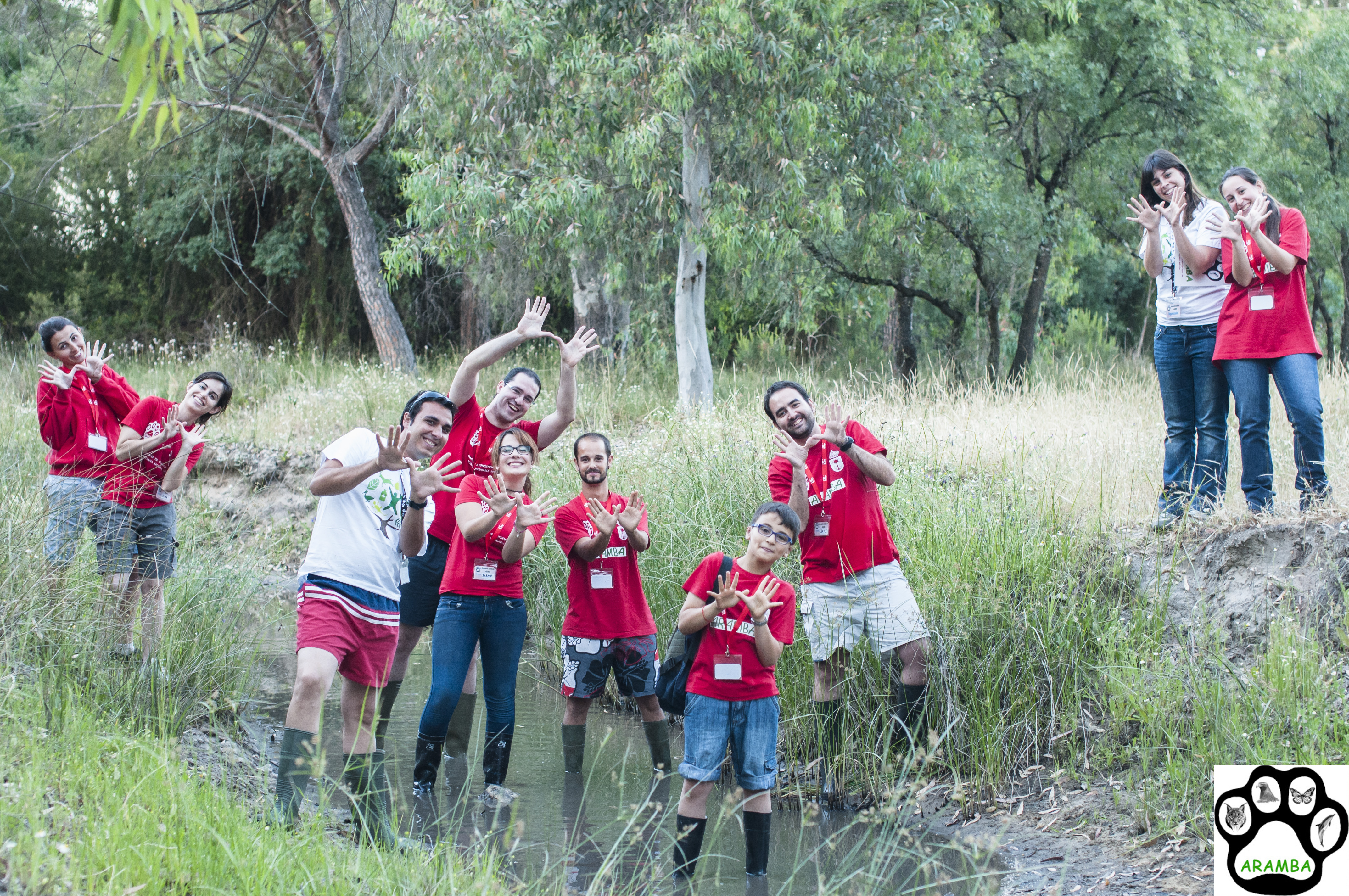 Voluntarios de Aramba en el Arroyo de la Rocina (Muestreo Andarríos 2014)